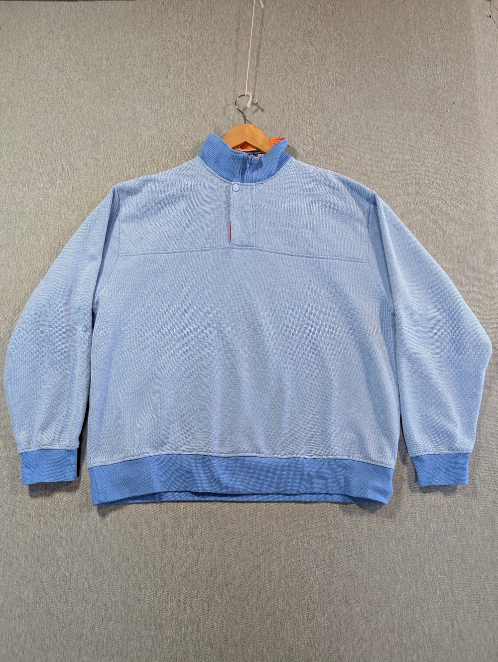 Orvis Signature 1/4 Zip Pullover Sweater Men's XL Blue World Flags